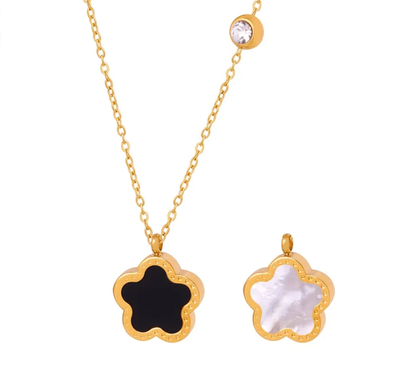 Collier réversible fleur