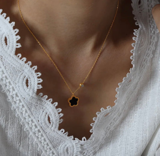 Collier réversible fleur
