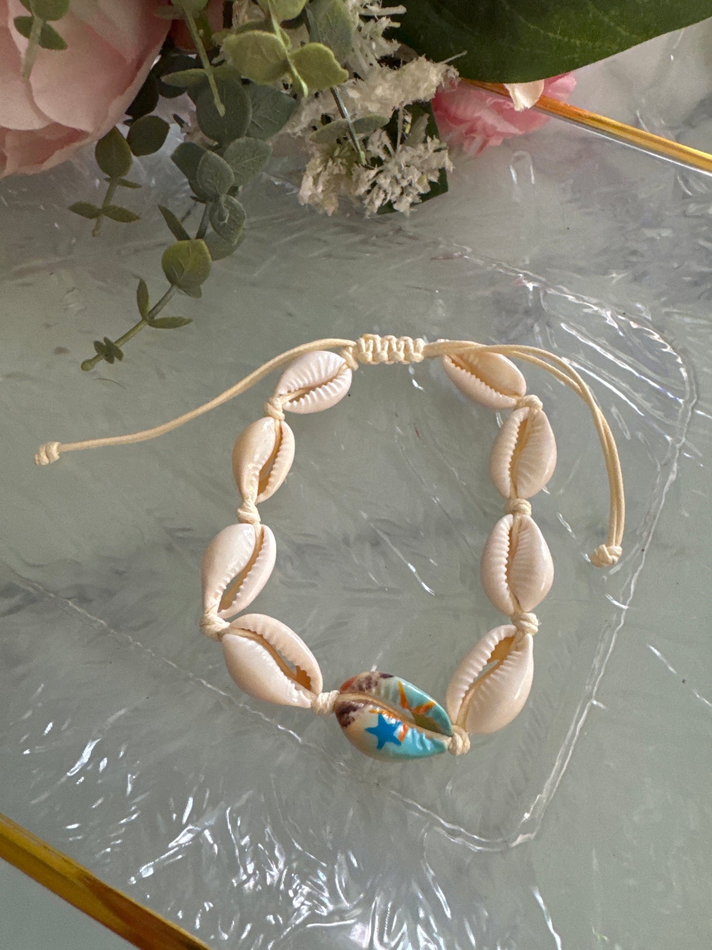 Bracelet cheville coquillages