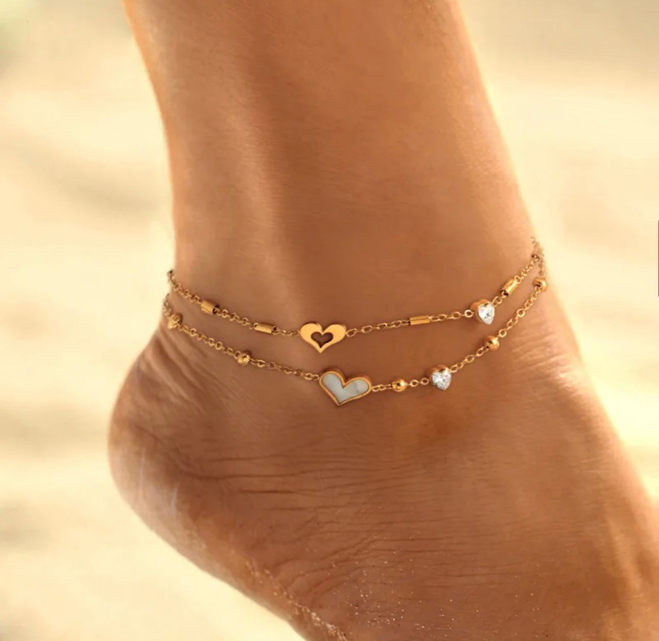 Bracelet cheville petit cœur